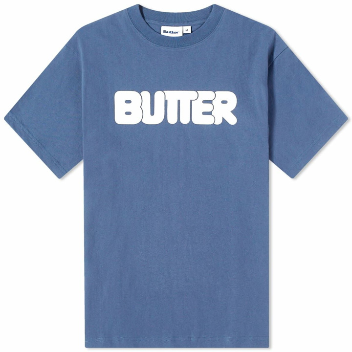 Photo: Butter Goods Men's Rounded Logo T-Shirt in Denim