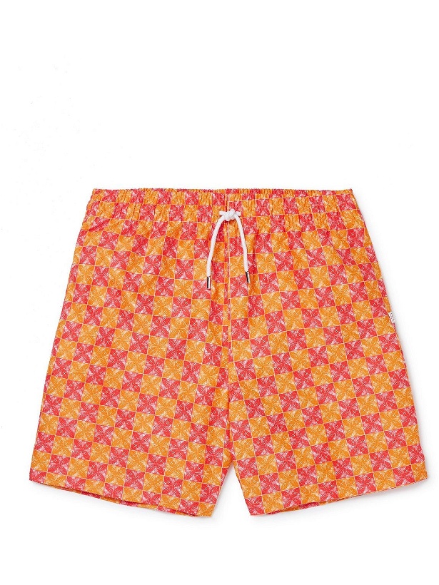 Photo: Derek Rose - Mid-Length Printed Swim Shorts - Orange
