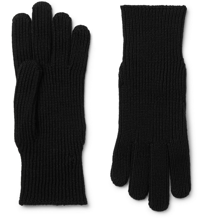Photo: Moncler - Logo-Appliquéd Ribbed Wool Gloves - Black