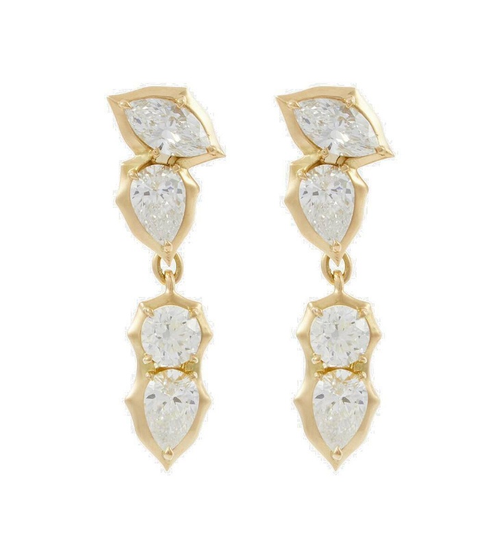 Photo: Jade Trau Poppy Single Drops 18kt gold earrings with diamonds