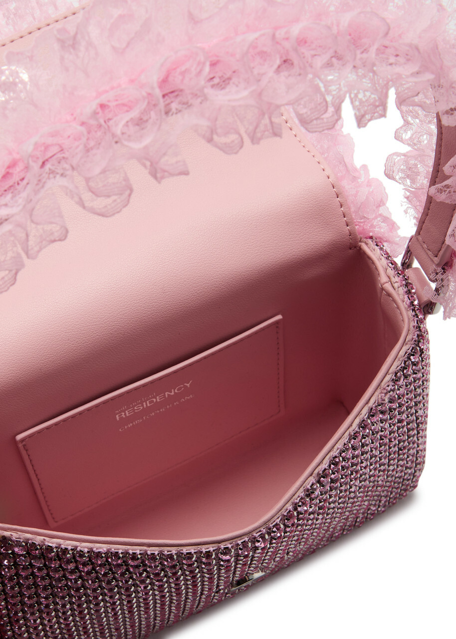 Self-portrait X Christopher Kane Lace and Crystal-embellished top Handle bag - Pink - One Size