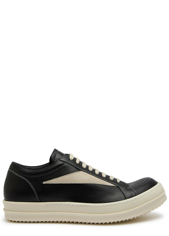 Photo: Rick Owens Panelled Leather Sneakers Black