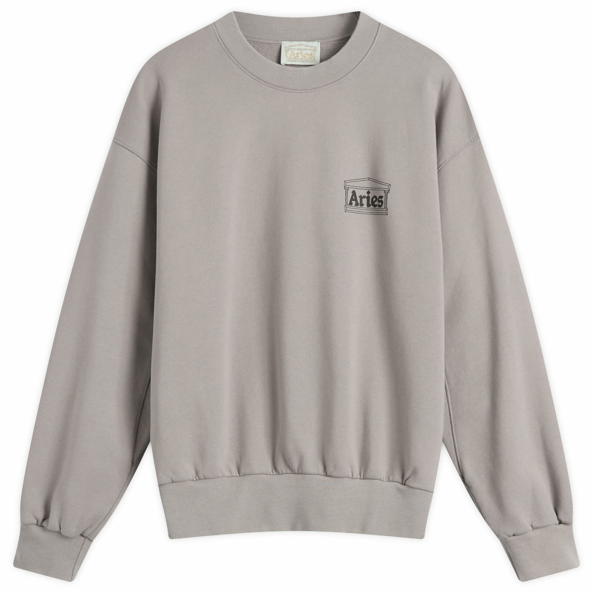 Aries Men's College Cross Grain Crew Sweat in Grey Marl ARIES