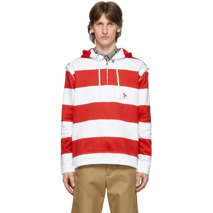 Photo: Burberry Red and White Striped Multi Zip Hoodie