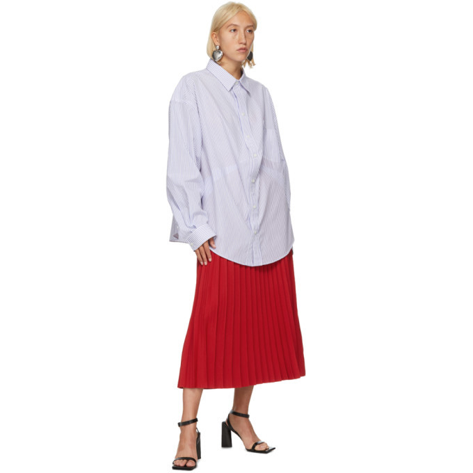 Balenciaga Blue and White Stripe Swing Shirt Balenciaga