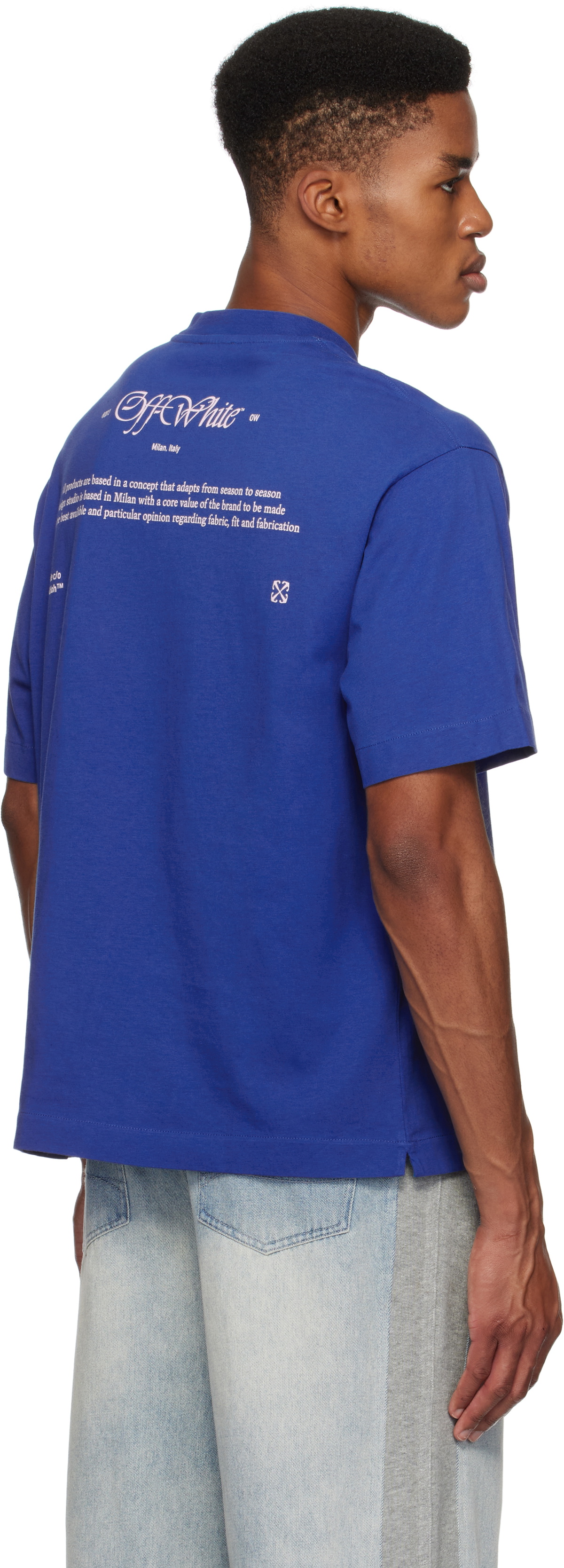 【関税込み】Off-White ブルー Script Mary Skate Tシャツ Off-White Blue Script Mary Skate T-shirt Off-White