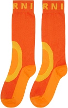 Marni Orange Jacquard Socks