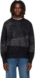 YOKE Black & Gray Abstract Jacquard Mohair Sweater