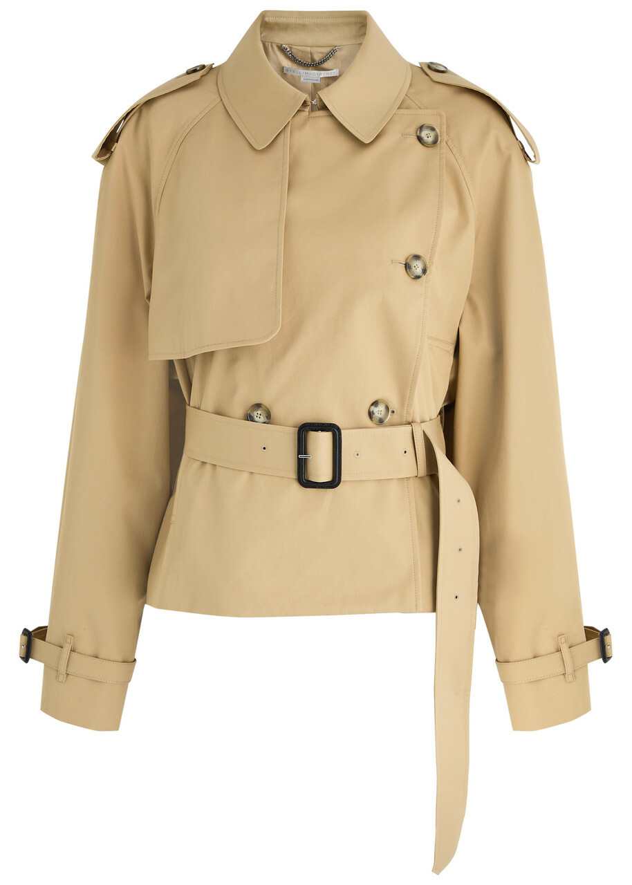 トレンチコート Stella McCartney SHORT TRENCH COAT WITH BELT Stella Mccartney Cropped Cotton Trench Coat Beige Stella