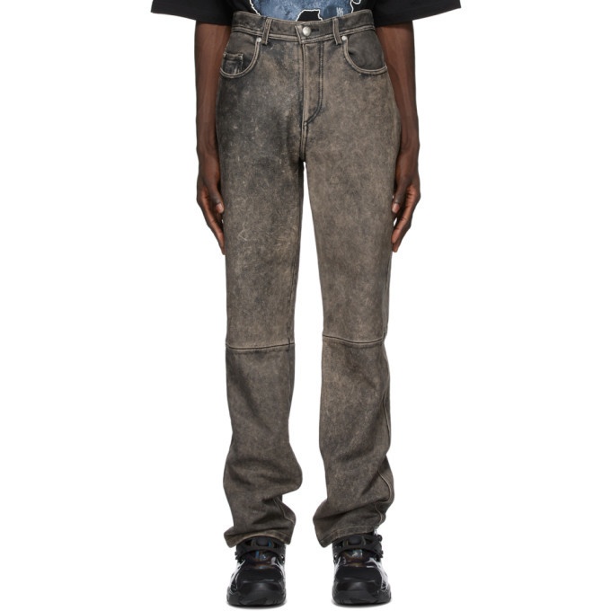 Photo: We11done Black Leather Washed Trousers
