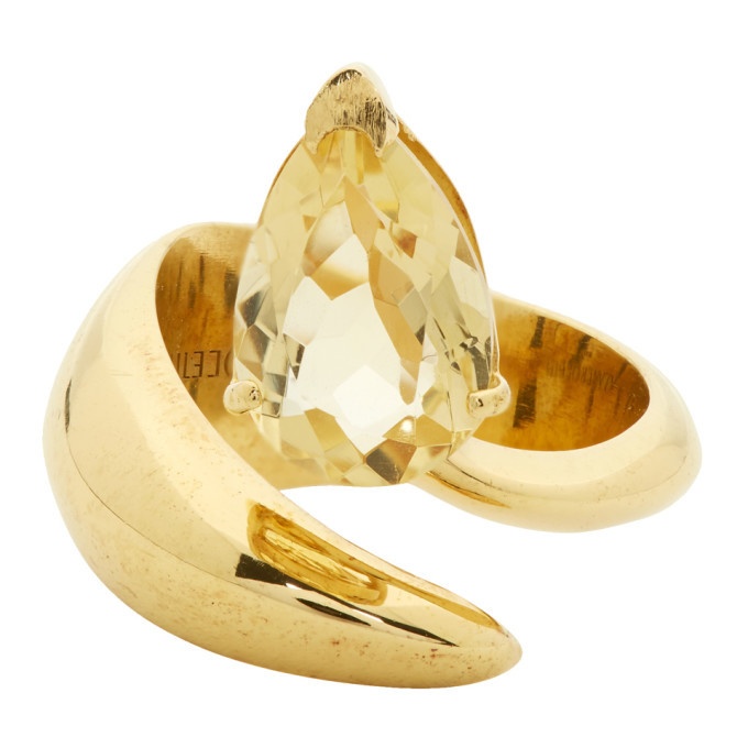 Photo: Alan Crocetti SSENSE Exclusive Gold and Yellow Citrine Alien Ring
