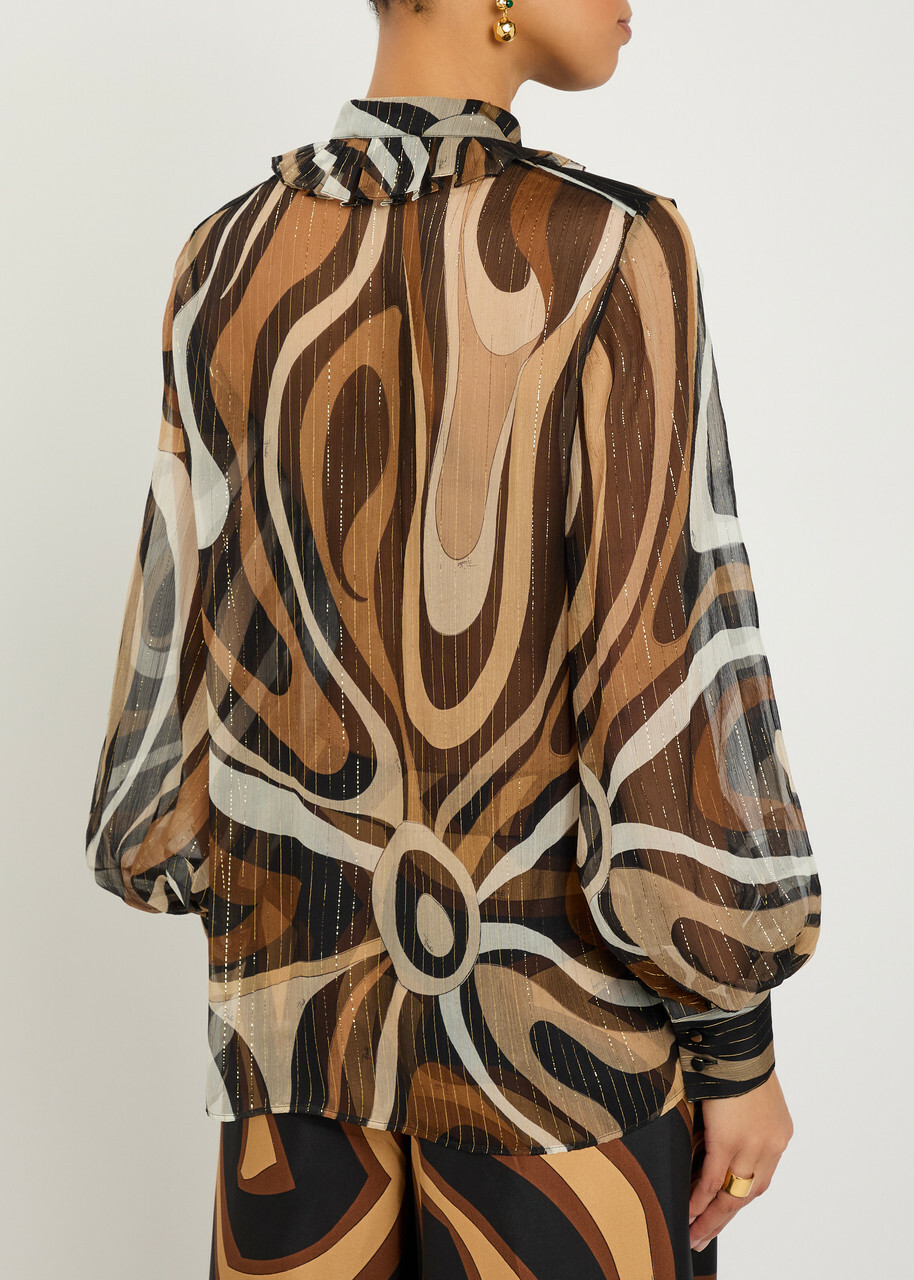 Pucci Patterned Silk-chiffon Blouse Black