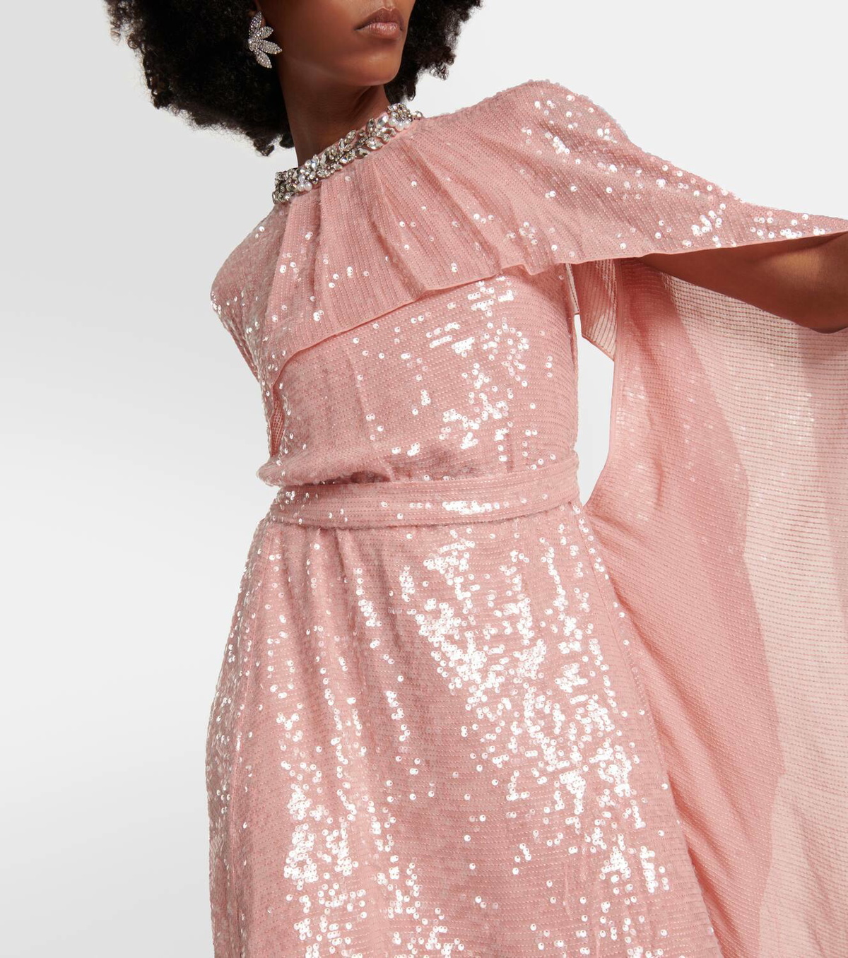 Erdem Sequined cape gown