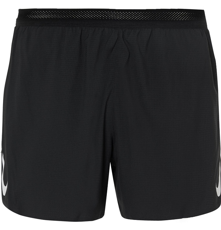 Photo: Nike Running - AeroSwift Logo-Print Perforated Shell Running Shorts - Black