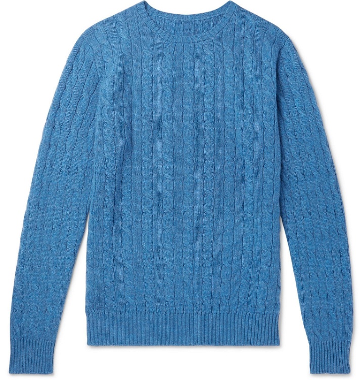 Photo: Anderson & Sheppard - Cable-Knit Cashmere Sweater - Blue