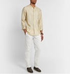 Odyssee - Edwards Grandad-Collar Striped Silk and Cotton-Blend Shirt - Neutrals