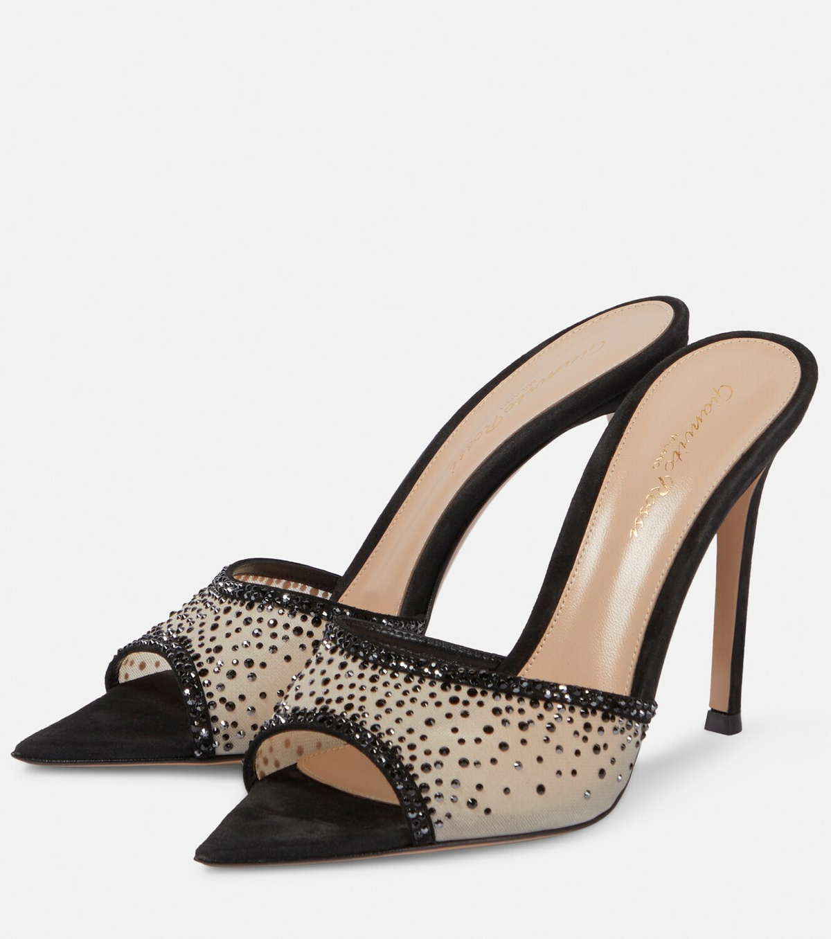 Gianvito Rossi Elle 85 embellished mesh mules Gianvito Rossi