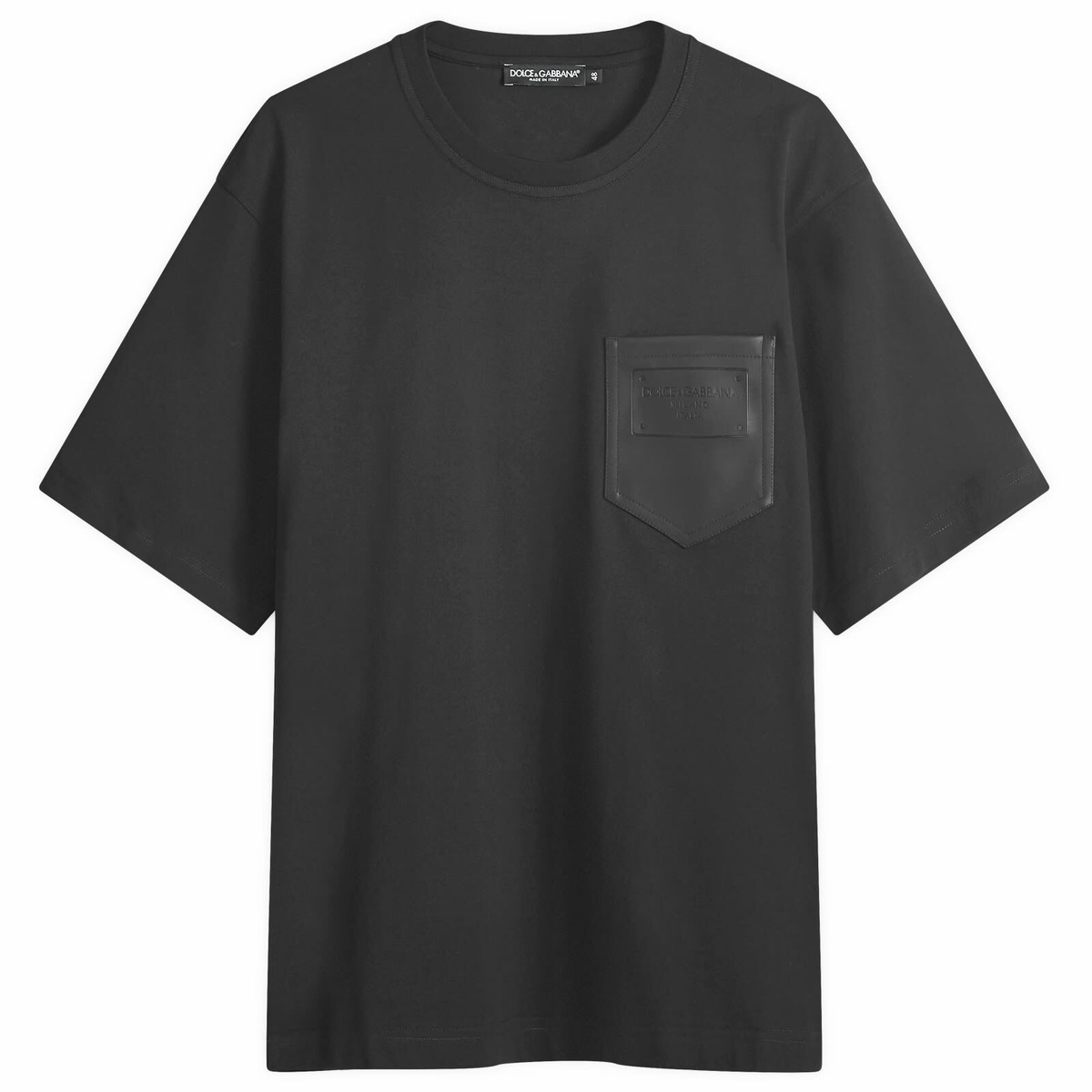 Dolce & Gabbana T-SHIRT WITH POCKET ポケット Tシャツ ロゴ Dolce & Gabbana Men's Leather Pocket T-Shirt in Black Dolce