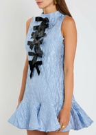 Sister Jane Feria Floral-jacquard Cloque Mini Dress Blue
