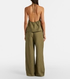 Staud Mateo pinstripe linen wide-leg pants