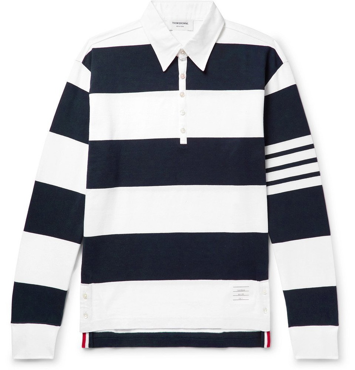 Photo: Thom Browne - Striped Cotton Polo Shirt - Men - Midnight blue