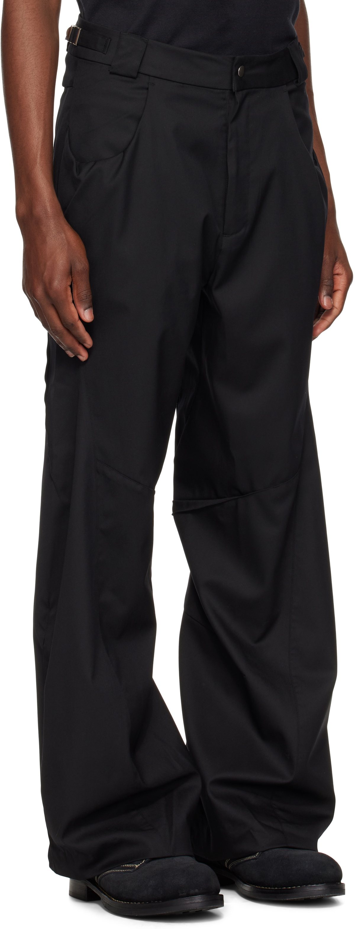 CMMAWEAR Black Darted Drape Trousers