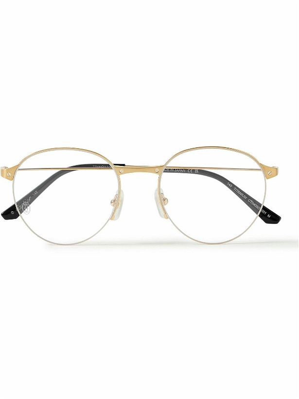 Photo: Cartier Eyewear - Round-Frame Gold-Tone Titanium Optical Glasses