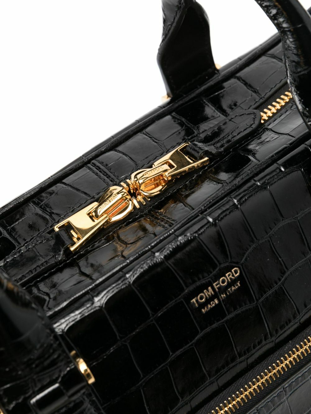 TOM FORD Black Crocodile-Effect Laptop Bag