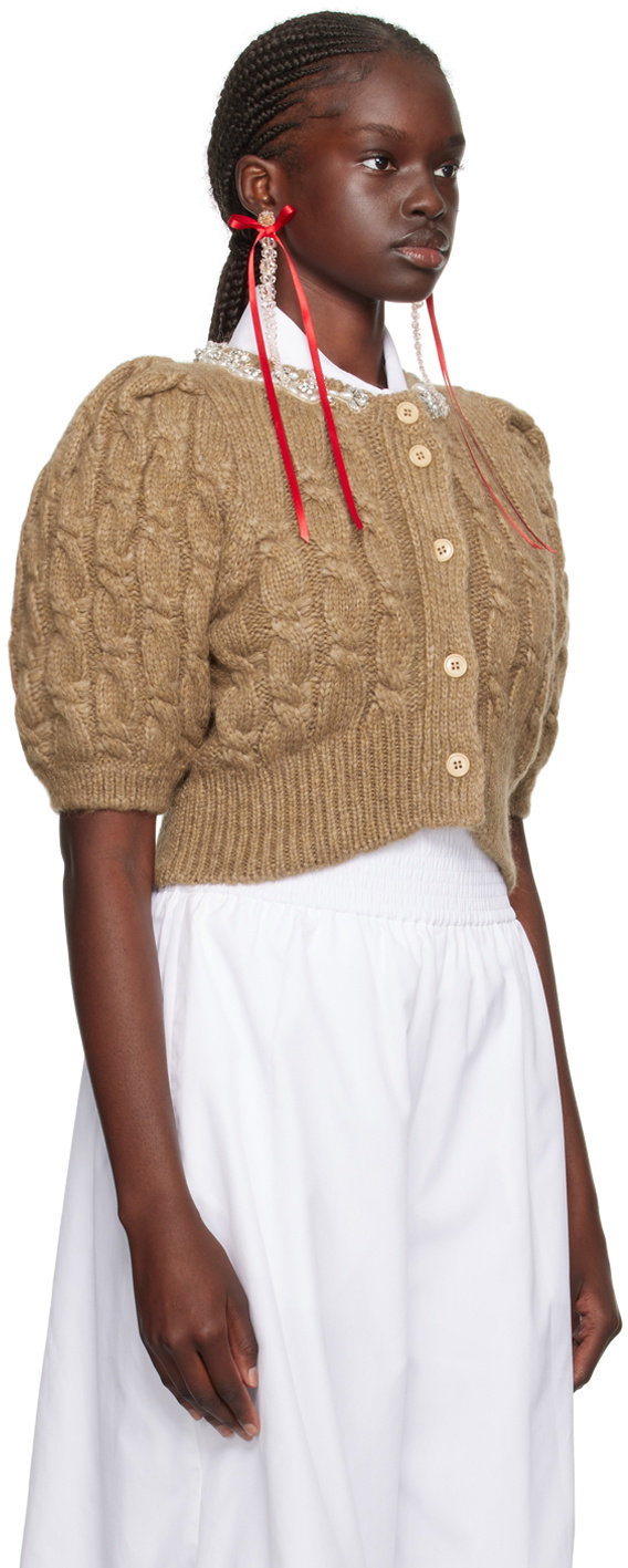 Simone Rocha Brown Crystal-Cut Cardigan Simone Rocha