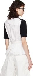 sacai White & Black Poplin Cotton Knit Sweater