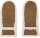 Yves Salomon Tan Suede Shearling Mittens