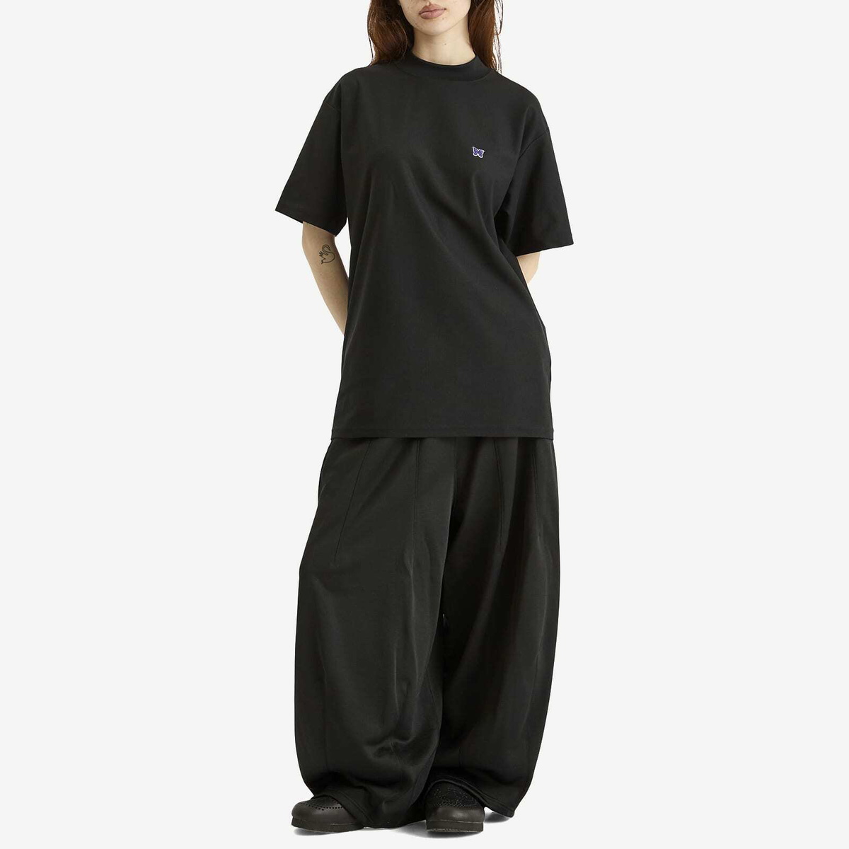 Needles Women's Mock Neck T-Shirt in Black