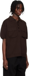 System Brown Knitted Polo
