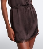 Leset Barb lace-trimmed satin miniskirt