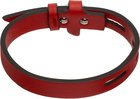 Ferragamo Red Leather Eyelets Bracelet