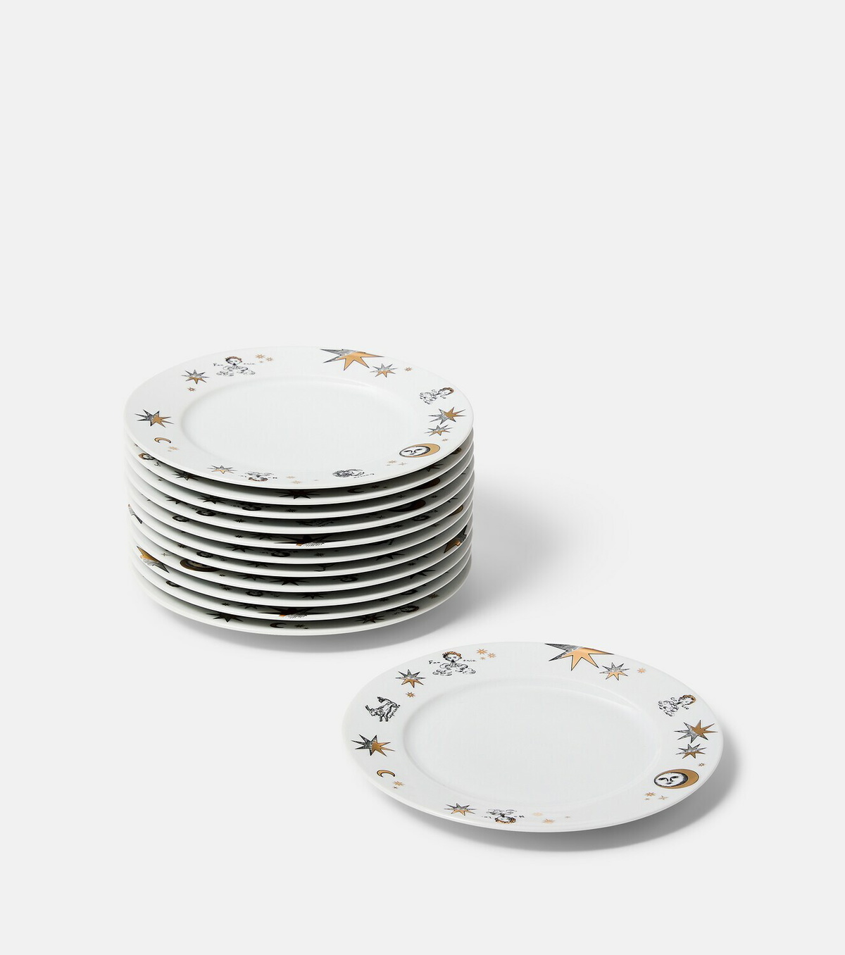 Fornasetti Astronomici set of 12 porcelain dessert plates
