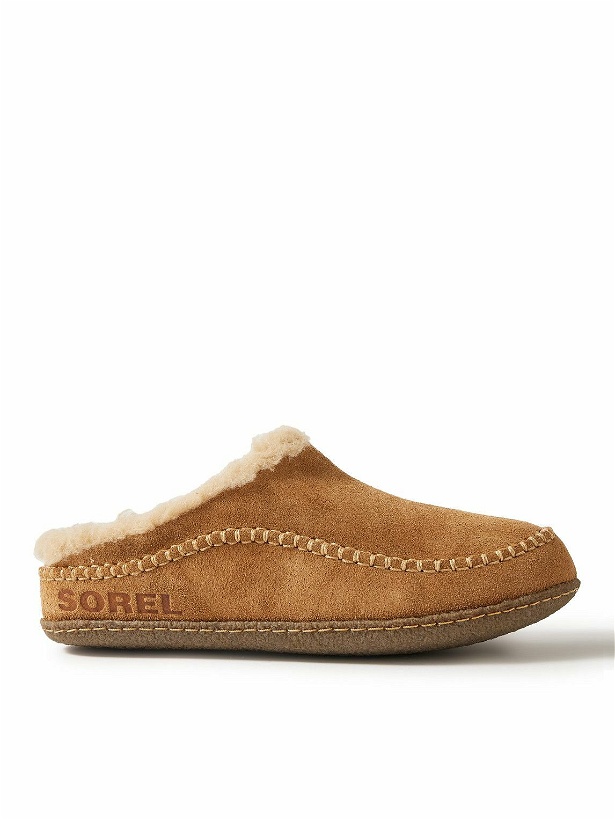 Photo: Sorel - Lanner Ridge™ Faux Shearling-Lined Suede Slippers - Brown