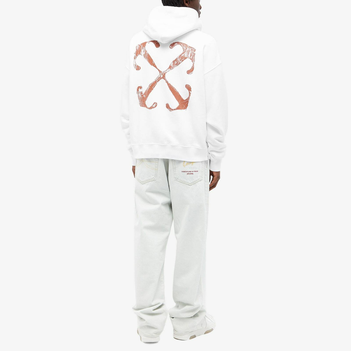 Off-White Men's Scratch Arrow Popover Hoodie in White Off-White