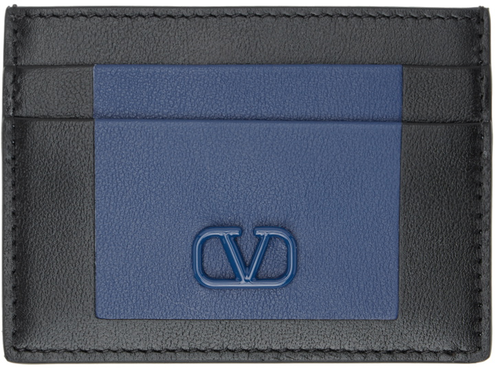 Photo: Valentino Garavani Black & Navy VLogo Card Holder
