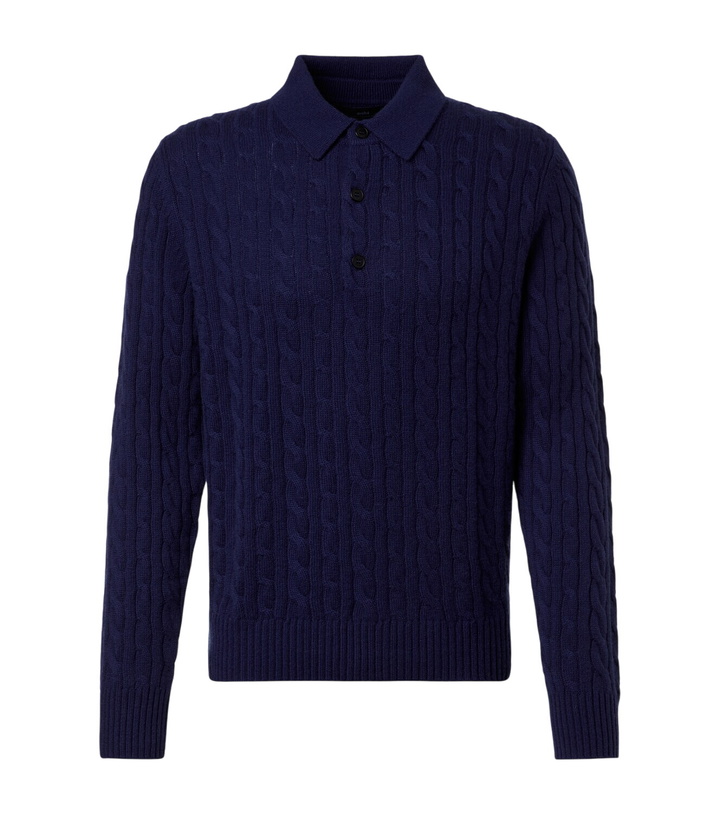 Photo: Arch4 Cable-knit cashmere polo sweater