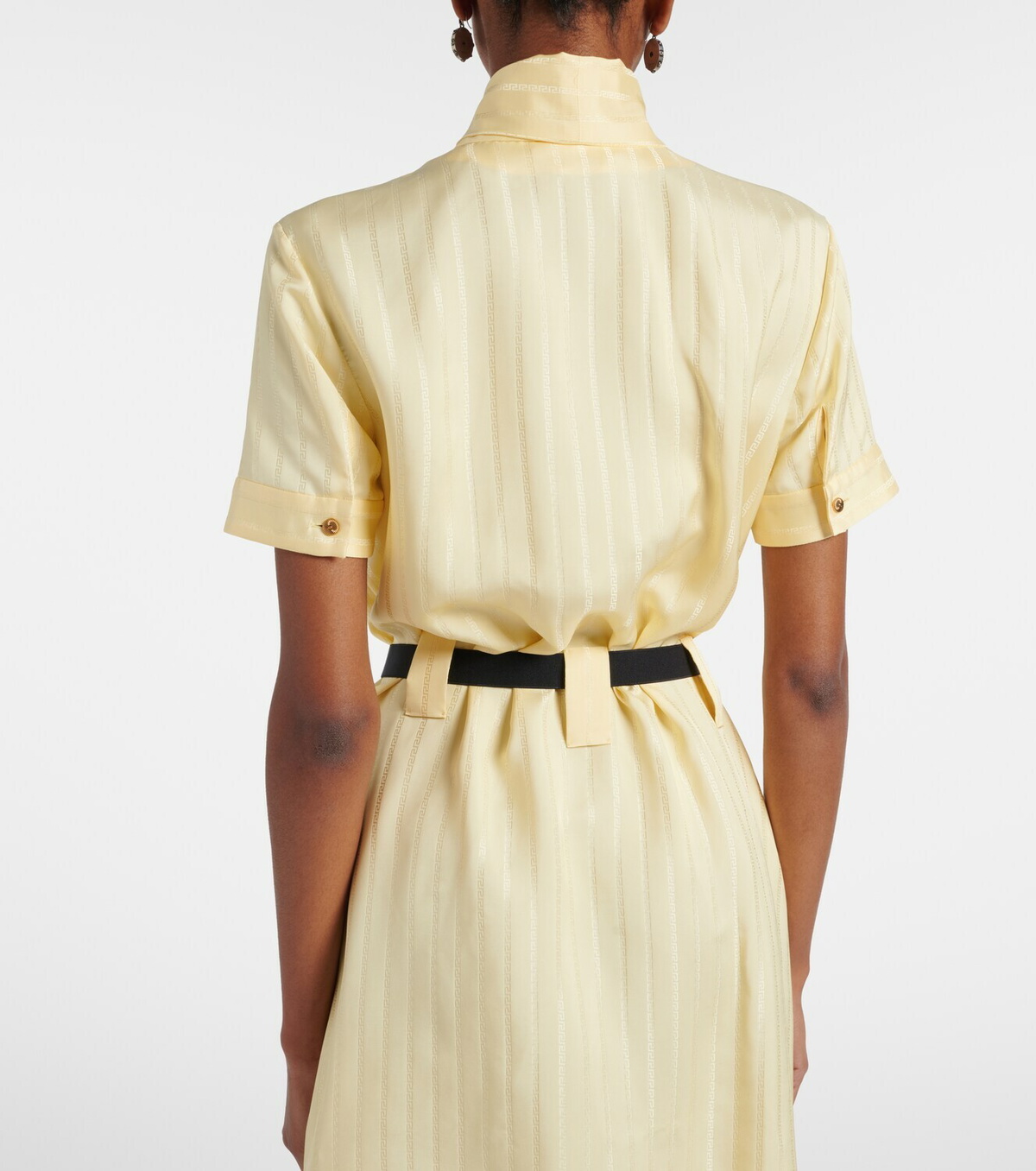 Versace Greca jacquard satin shirt dress