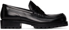 Dries Van Noten Black Polished Leather Loafers