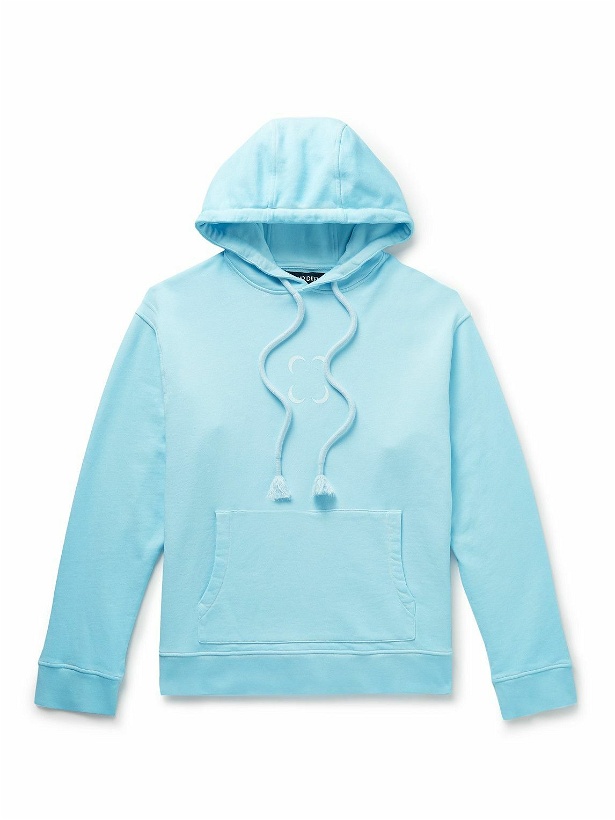 Photo: SAIF UD DEEN - Logo-Print Cold-Dyed Cotton-Jersey Hoodie - Blue
