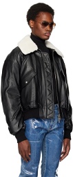 System Black Zip Faux-Leather Jacket