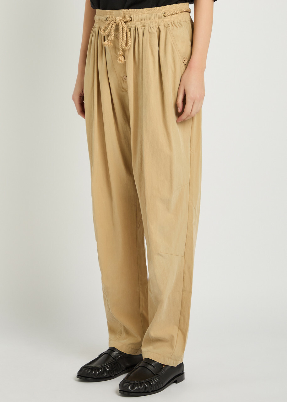Isabel Marant Falcona Drawstring Woven Trousers Camel