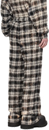 We11done Black & Off-White Crinkled Check Trousers