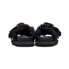 Sacai Black Faux-Fur Sandals
