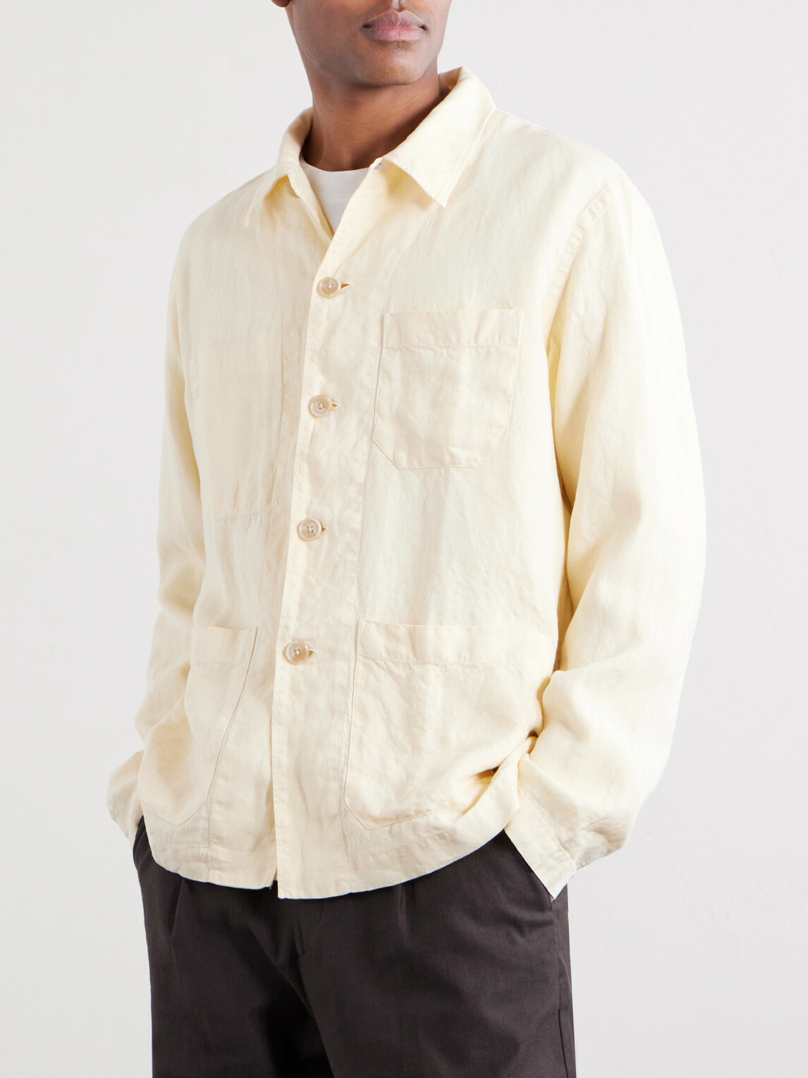 Hartford - Perry Linen and Cotton-Blend Woven Jacket - Yellow