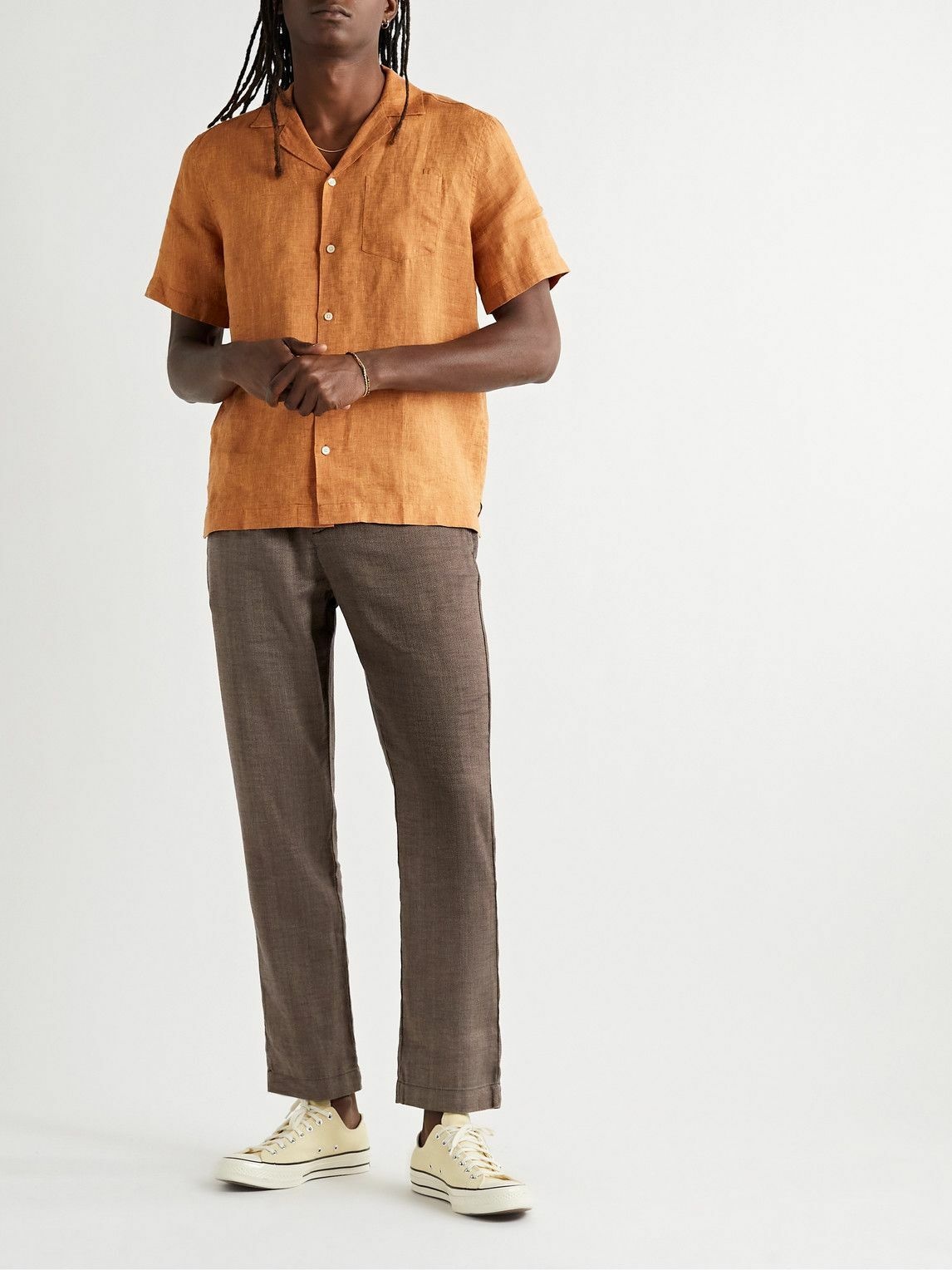 Frescobol Carioca - Oscar Straight-Leg Linen and Cotton-Blend Drawstring  Trousers - Brown