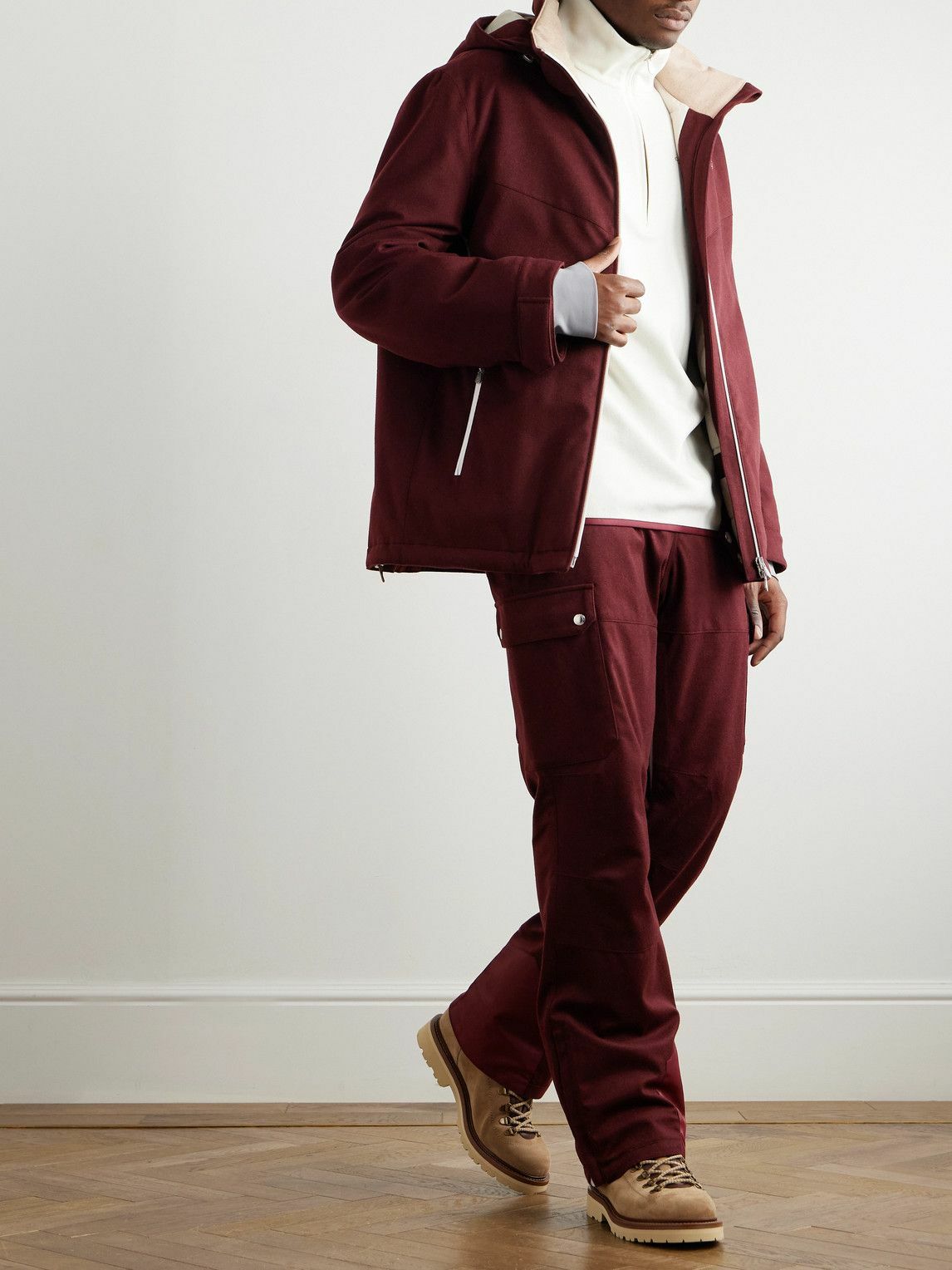 Brunello Cucinelli - Straight-Leg Shell-Trimmed Wool Ski Pants - Burgundy